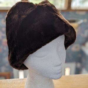 Fur winter hat- dark brown lamb fur